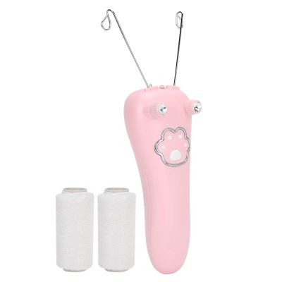 Epilators Hair Removal for Women, and Body Hair Removal Device USB Charging with Cotton Thread Rolls and Accessories Electric Cotton Thread Epilator, for Smooth Skin Care (Pink)