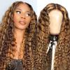 AAKJJ 4/27 Deep Wave Human Hair Wig, Highlight Ombre Color, 13x4 HD Transparent Lace Front Wig, 200 Density, Pre-Plucked Hairline with Baby Hair, Glueless, for Women 32 Inch view 1