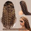 AAKJJ 4/27 Deep Wave Human Hair Wig, Highlight Ombre Color, 13x4 HD Transparent Lace Front Wig, 200 Density, Pre-Plucked Hairline with Baby Hair, Glueless, for Women 32 Inch view 3