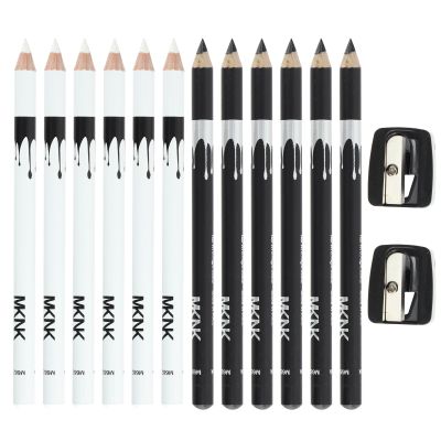 12 Barber Pencil, beard pen pencil with 2 Sharpeners Smooth and Smooth Use Used for Beard Hairline Eyeliner Lip Liner Styling Etc.(Black + White)