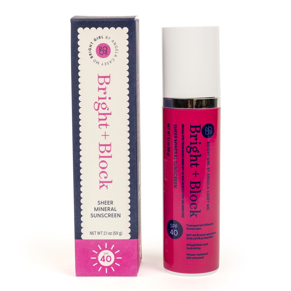 Bright+Block SPF 40 Sheer Mineral Sunscreen  Lightweight, Sheer & Water Resistant Mineral Sunblock for Sensitive, Acne-Prone & All Skin Types  Dermatologist-Developed | 2.1 fl oz.