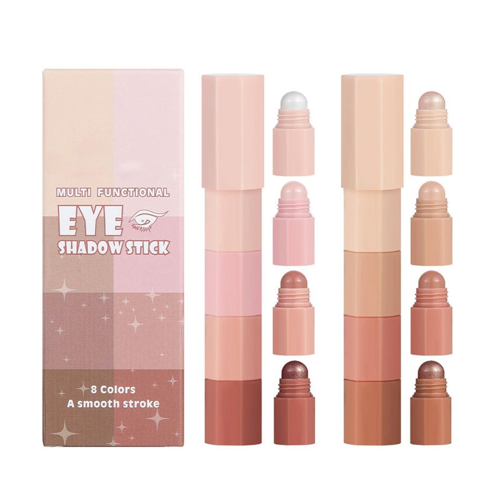2Pcs 4 In 1 Eyeshadow Sticks Set Shimmering Matte Eye Pencils Highlighters Contouring Face Makeup Sticks