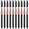 10Pcs Mascara Brush Wands  Reusable Lash Spoolies & Eyebrow Brushes Applicators for Extensions (Rose Gold, Black Handle) view 1