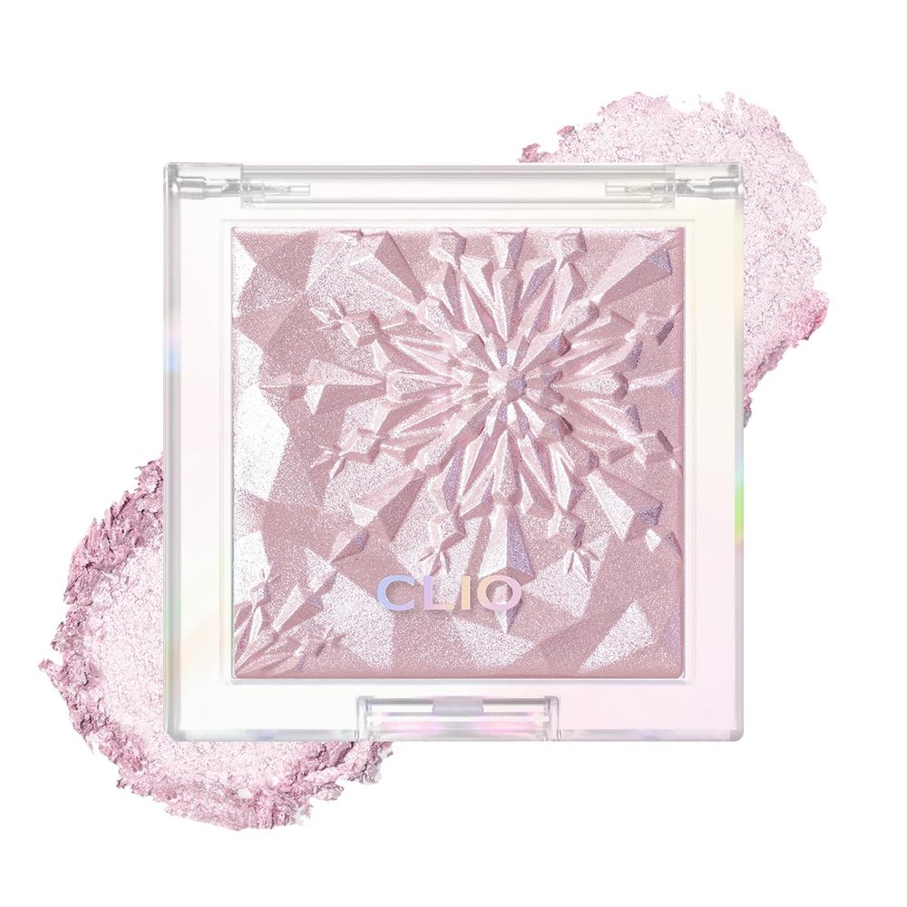 CLIO Prism Highlighter makeup, High Glossy Face Illuminator, Pearl Shimmer Smooth Baked Powder, Glitter Long- Lasting (6 Colors) (06 Violet Ruby, One Size)