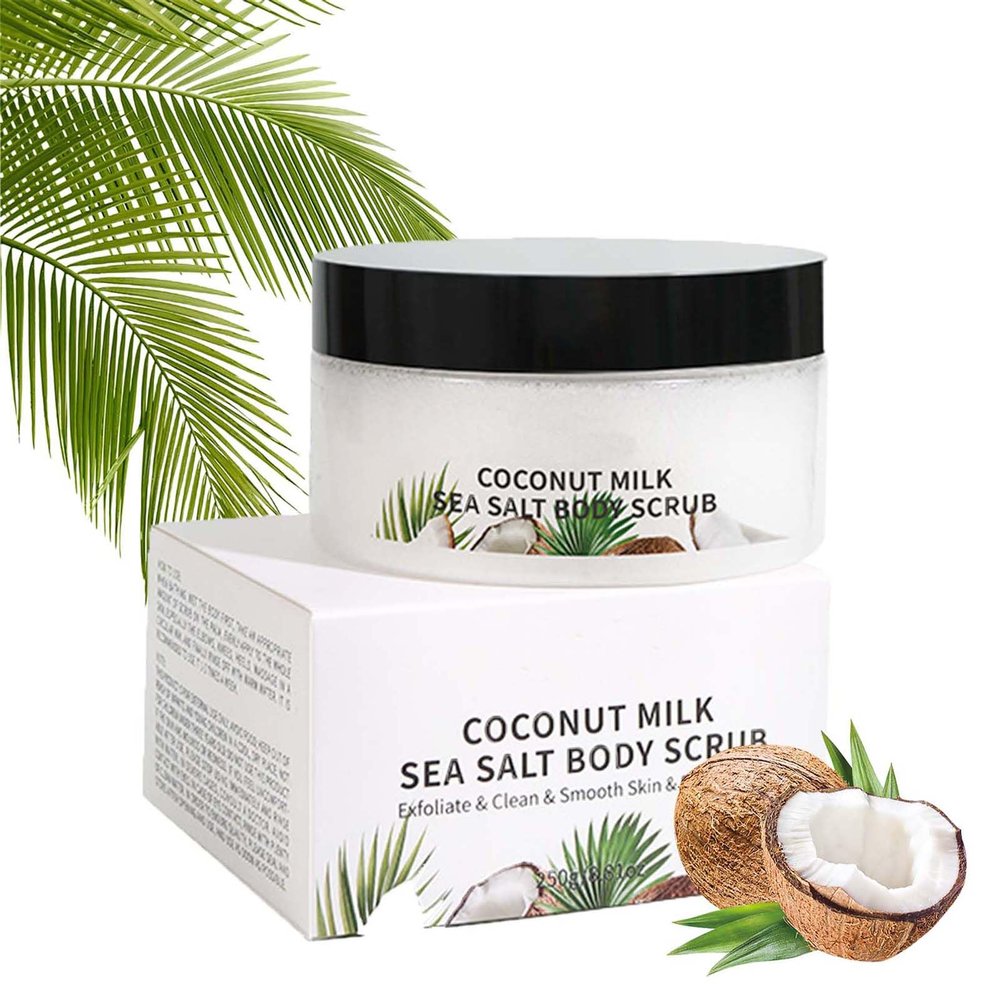 Dead Sea Salt & Coconut Body Scrub Deep-Cleansing Exfoliator for Face & Body, Balances Oil and Water, Removes Dead Skin, Reveals Glowing Skin, Perfect for Dry Skin