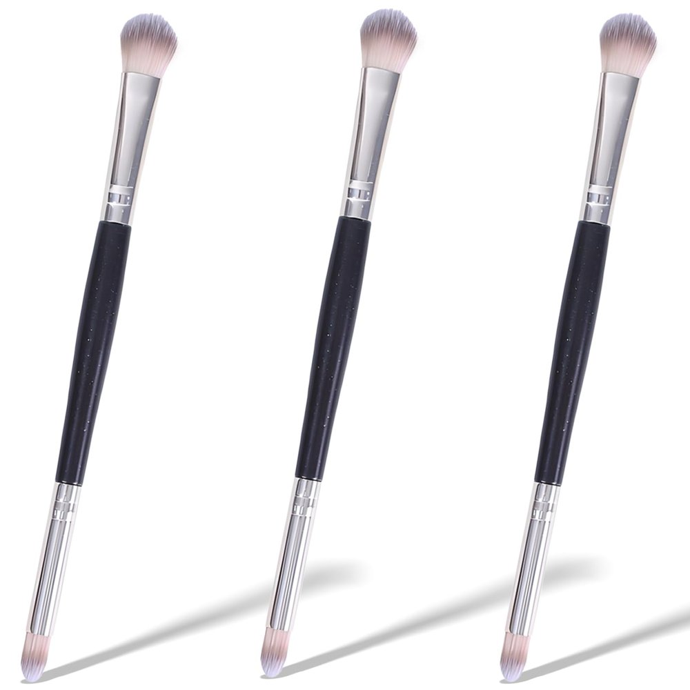 3PCS Professional Double-Ended Eyeshadow & Eye Makeup Brush  Blending, Concealing, Eyebrow & Eyeliner Brush with Soft Fibers Bristles
