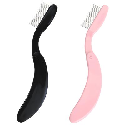 2PCS Eyelash Comb Separator Tool Folding Lash Comb for Perfect Eyelash Separation & Mascara Application (Black & Pink)