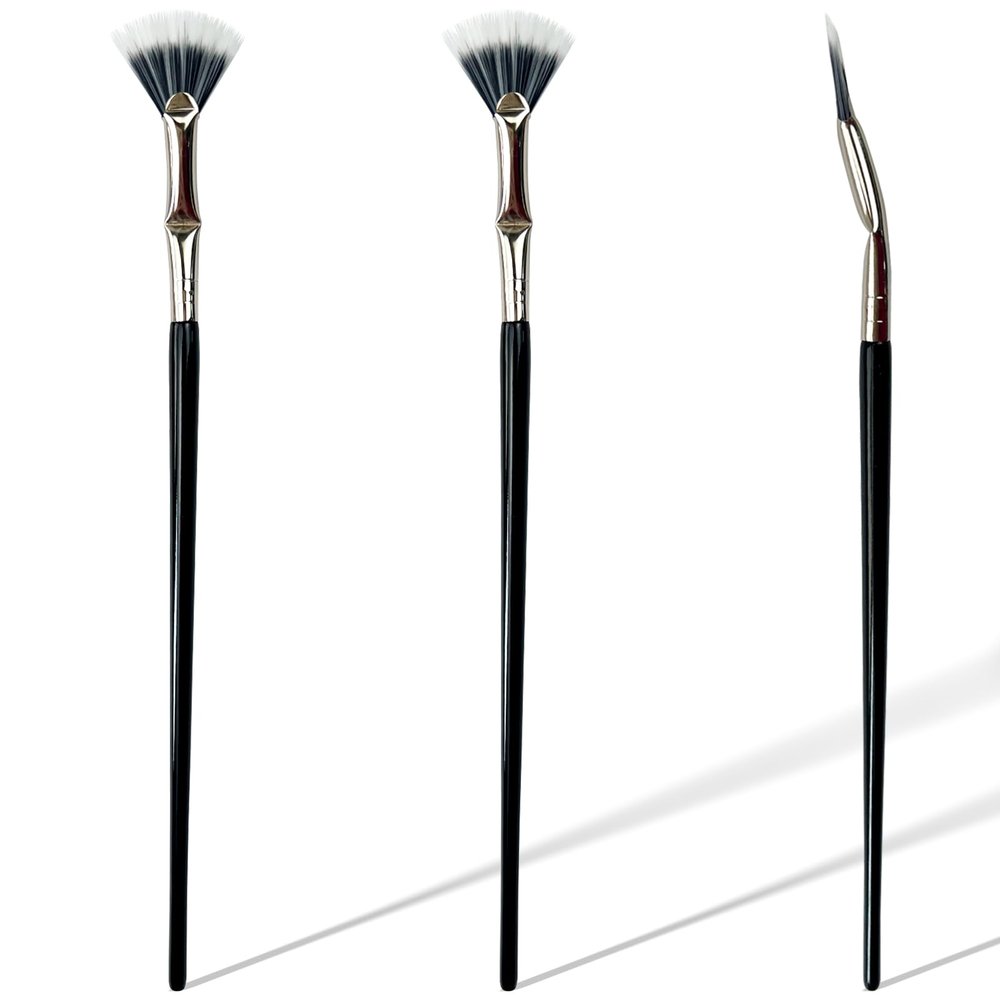 3Pcs Fan-Shaped Mascara Brush, Folding Angle Lash Brush, for Clump-Free Eyelash Application & Separation (Soft Bristles)