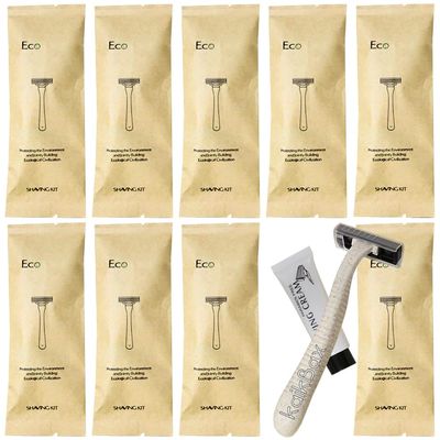 10Pack Disposable Razors 3 Blade Individually Wrapped Kit With Shave Cream