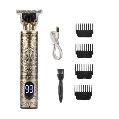 FFGHUI Electric Hair Clipper Professional USB Cordless Clipper Professional Beard Trimmer Hair Cutting Machine Hair Clippers(LCD Skull)