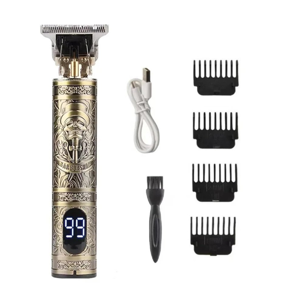 FFGHUI Electric Hair Clipper Professional USB Cordless Clipper Professional Beard Trimmer Hair Cutting Machine Hair Clippers(LCD Skull)