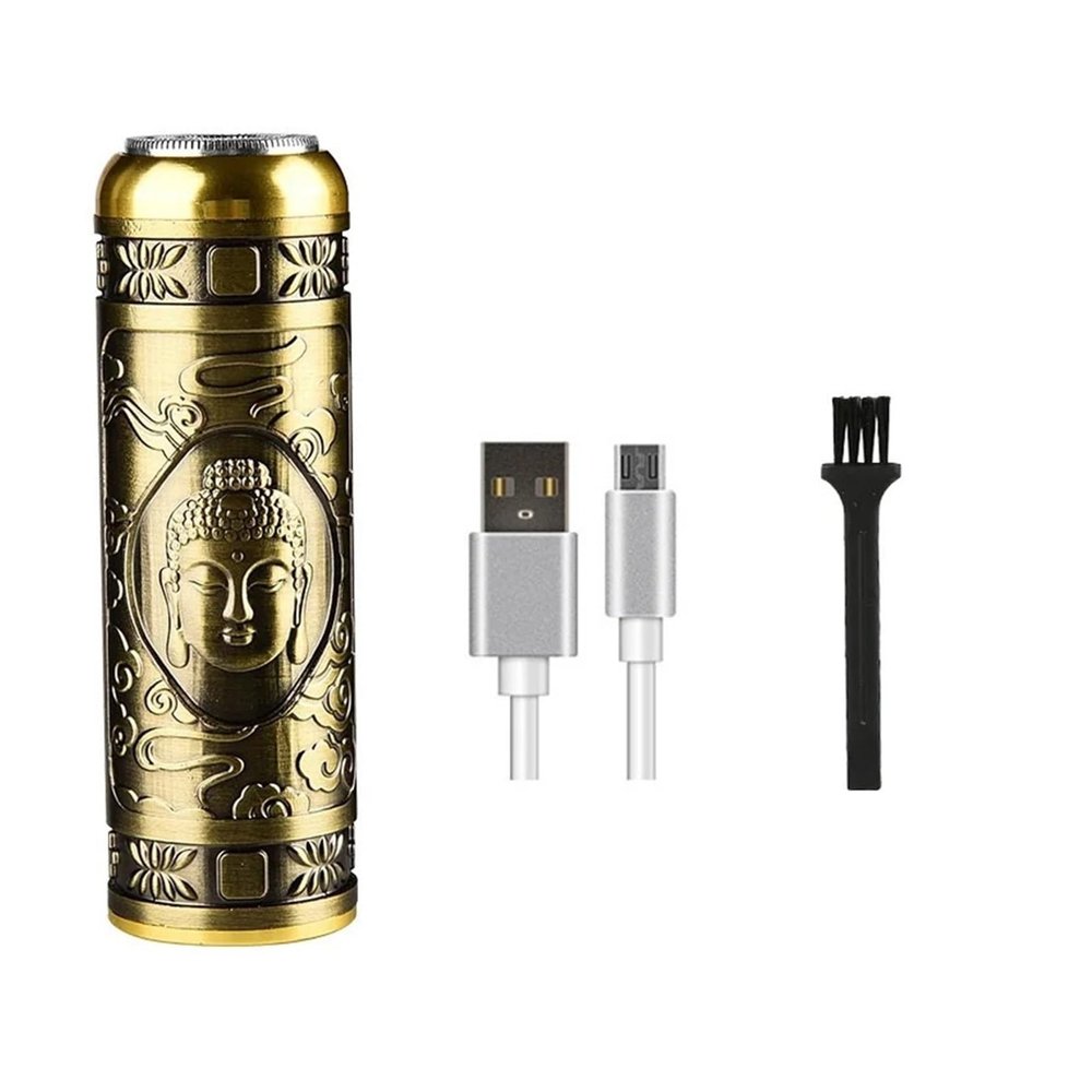 FFGHUI Vintage Rechargeable Shaver Beard Trimmer Machine Metal T9 Hair Trimmer Machine Mens Professional Electric Hair Clipper USB(Metal Buddha)