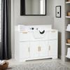 BarberPub Portable Shampoo Station, Shampoo Bowl with Cabinet & Drawer, Salon Geometric Finish Station with Sprayer Faucet, Barber Storage Equipment with Hair Wash Backwash Sink 3439 (All White) view 2