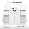 BarberPub Portable Shampoo Station, Shampoo Bowl with Cabinet & Drawer, Salon Geometric Finish Station with Sprayer Faucet, Barber Storage Equipment with Hair Wash Backwash Sink 3439 (All White) view 4