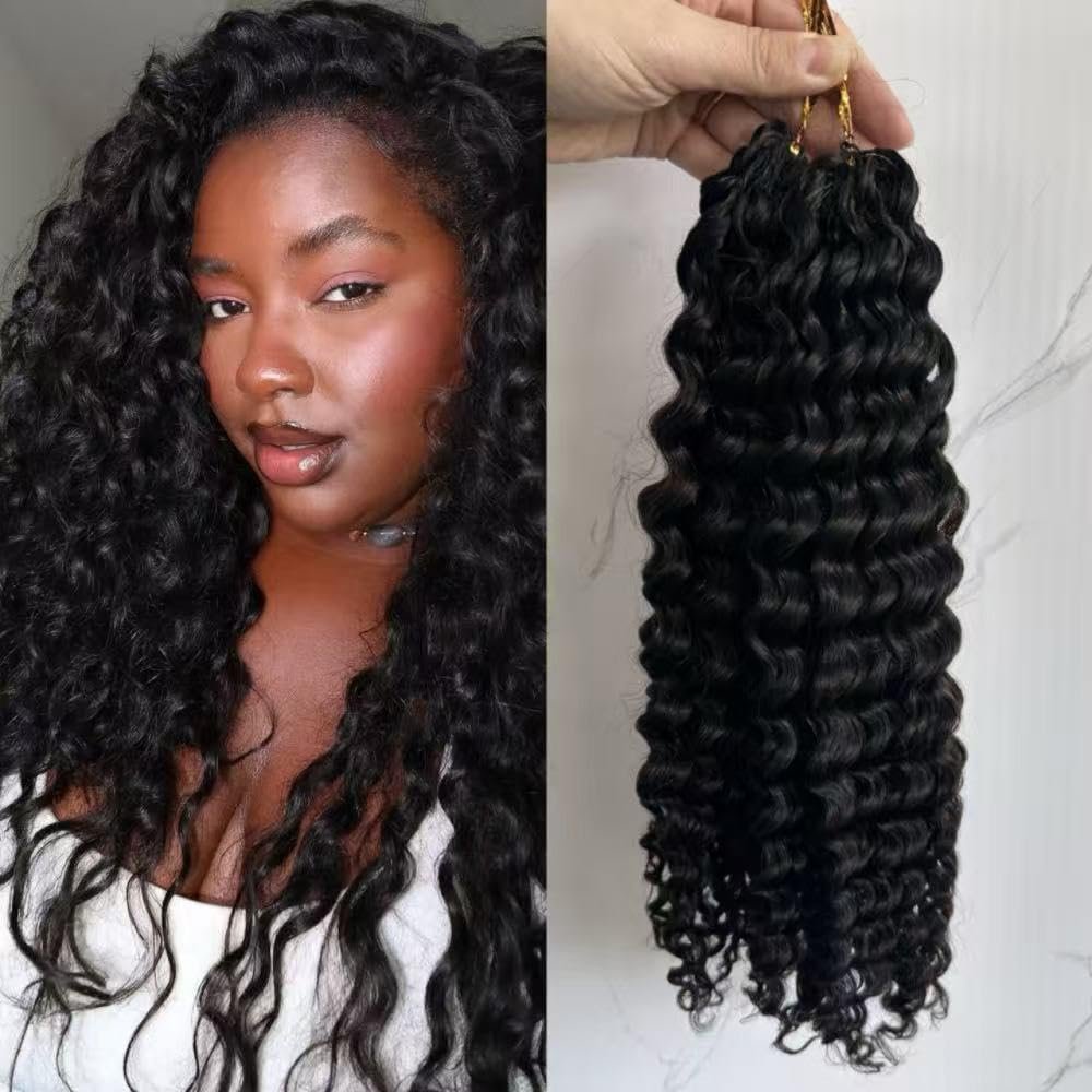 Natural Color Feather extensions Pre-separate Crochet Knots Free Human Hair Extension Water Wave Feather crochet Human hair Reusable female hair 20inch 100strands 120g