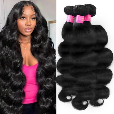 12A Body Wave Bundles Human Hair 20 20 20 Inch Human Hair Bundles 100% Unprocessed Brazilian Virgin Hair 3 Bundles Deals Human Hair Extensions for Women Quick Weave Hair Natural Black