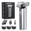 Electric Razor for Men, Rechargeable Wet & Dry Shavers for Men IPX8 Waterproof, Blades Spin 12000 Times Per Minute, LED Display, and Travel Lock,Sliver view 1