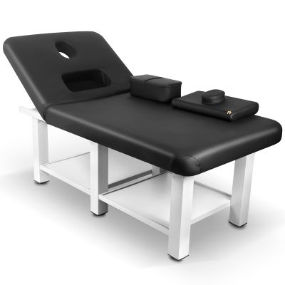 75L x 31.5''W Stationary Massage Table with Detachable Pillow Removable Throw Pillow, Heavy-Duty Beauty Bed for Spa, Tattoo, Beauty Makeup