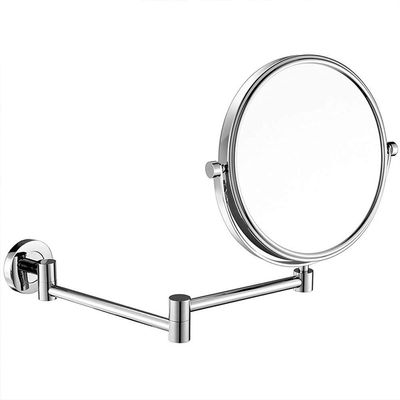 5sssallefaa Makeup Mirror, Double Sided 3X Magnification Swivel Bathroom Mirror Extendable Folding Round Shape Shaving Mirror (Color : Black, Size : 8inch) (Gold 8inch) (Chrome 8inch)