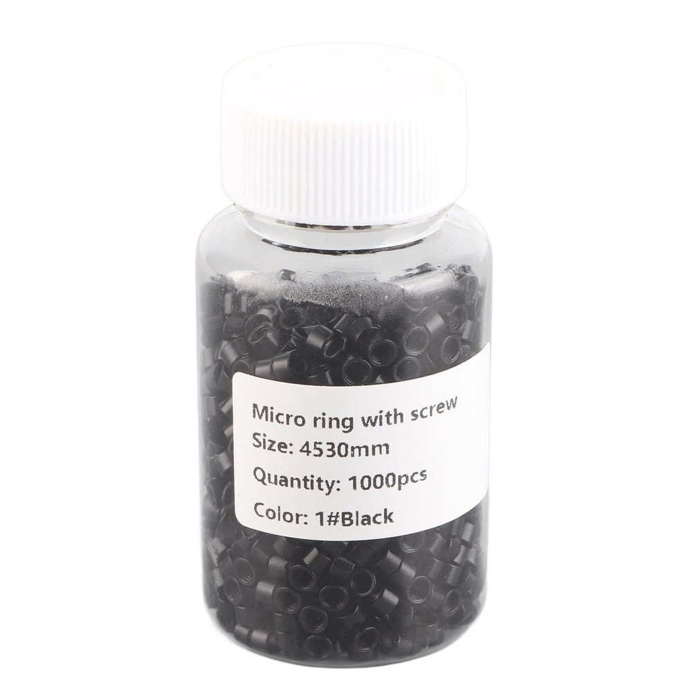 1000pcs Black Aluminum Micro Links Rings Beads Hair Extension Tool for All Hair Types