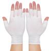 4 Pairs White Fingerless Gloves, Cotton Moisturizing Gloves for Women, Cut 5 Fingertips, Soft and Comfortable, for Dry Hands Sleeping Hand Spa Treatment view 1