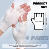 4 Pairs White Fingerless Gloves, Cotton Moisturizing Gloves for Women, Cut 5 Fingertips, Soft and Comfortable, for Dry Hands Sleeping Hand Spa Treatment view 2