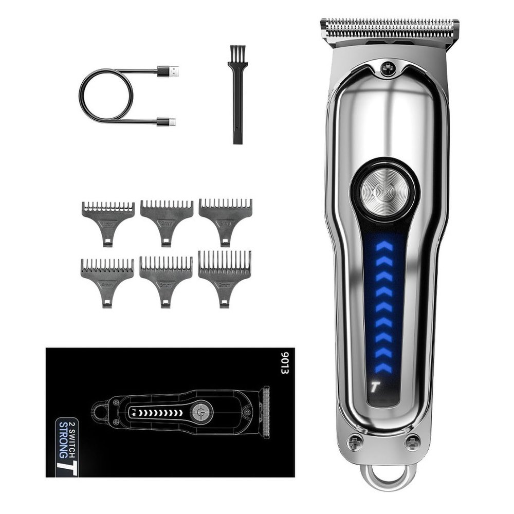 Cordless Hair Clipper Beard Trimmer Rechargeable Self-Sharpening w/Two Modes Guide Combs