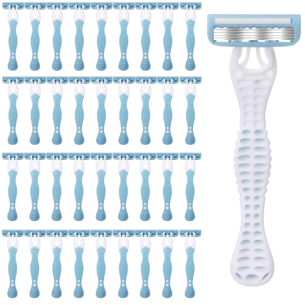 Leriton 36 Pcs Women Disposable Razors Bulk 5 Blade for Sensitive Skin Individually Packaged Shaving Razors for Hotel Spa Travel Daily