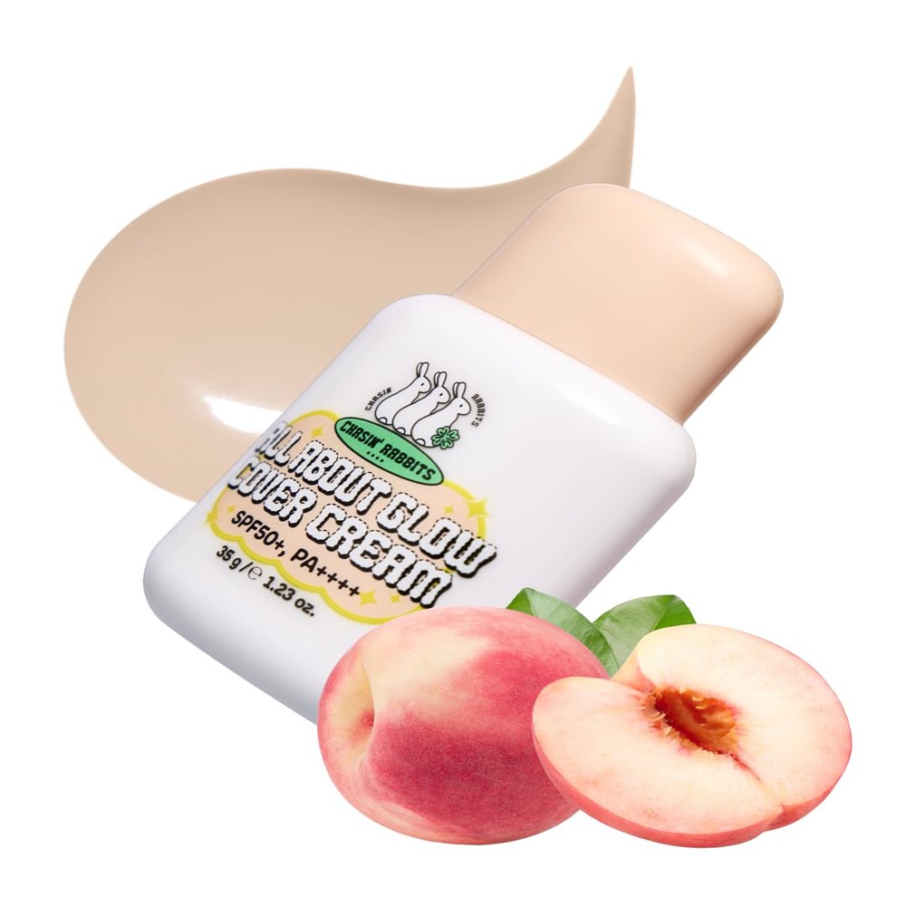 CHASIN' RABBITS All About Glow Cover Cream 1.23 Oz, Lightweight, Hydrating, Long-Lasting Radiance for a Flawless Glow, Smooth Skin Texture, Vegan, Korean Makeup
