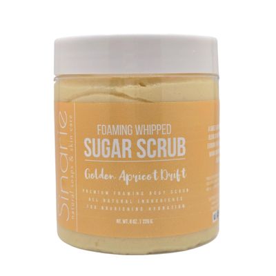 Sinarie Foaming Whipped Sugar Scrub  8 oz | Gentle Exfoliant with Mango Butter & Coconut Oil for Smooth, Glowing Skin (8 oz., Golden Apricot Drift)