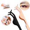 2 Pcs False Eyelashes Applicator Stainless Steel Remover Clip Tweezers Fake Lash Clusters Separator Professional Lash Extension Curlers Curved Eyelash Tweezers for Wearing and Removing Eyelashes view 3