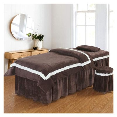 4-Piece Comfortable Massage Table Sheet Set - Thicken Soft Fabric Salon Beauty Bed Cover Sets Simple Fumigation Treatment Spa Table Bedspreads Table Skirt (28x75inch)