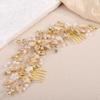 BERYUAN Wedding Leaf Flowers Hair Comb Handmade Rhinestone Pearls Bridal Headpiece Wedding Hair Accessories for Brides Bridesmaid (gold) view 2