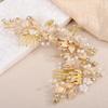 BERYUAN Wedding Leaf Flowers Hair Comb Handmade Rhinestone Pearls Bridal Headpiece Wedding Hair Accessories for Brides Bridesmaid (gold) view 3