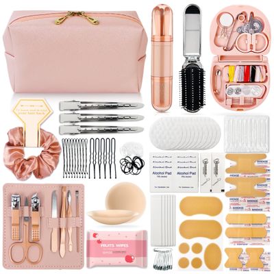 ARK Survivor Women's Wedding Emergency Kit 39 Essential Items for Brides Team Bride All in One Travel Kit Personal Care Women's Travel Set (Blush Bliss Pink)