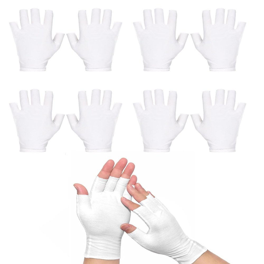 4 Pairs White Cotton Fingerless Gloves Moisturizing Night, Uv Sun Protection Gloves for Driving