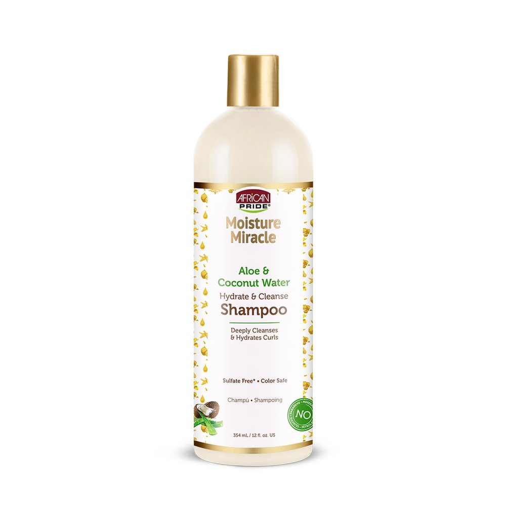 African Pride Moisture Miracle Aloe & Coconut Water Shampoo | Hydrating & Moisturizing Shampoo | Color Safe | 12 oz