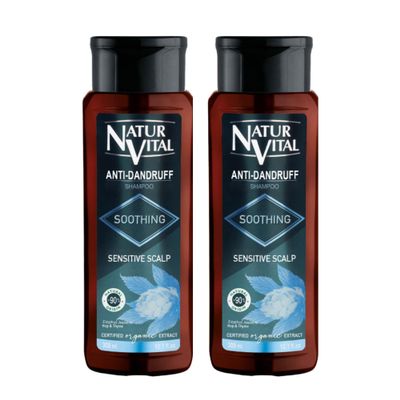 2-Pack Anti-Dandruff Soothing Shampoo w/Thyme, Hop & Zizyphus Joazeiro - Certified Organic - For Sensitive Scalp 300ml (Each one)