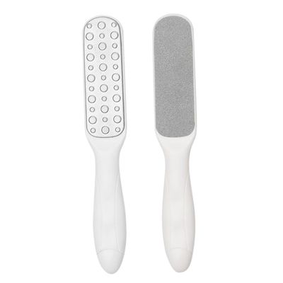 FOYTOKI 2pcs Stainless Steel Double-Sided Foot File for Dead Skin Removal Ergonomic Pedicure Scrubber for Care White