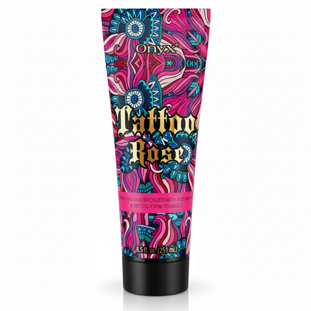 Tattoo Safe Tanning Bed Lotion - Indoor Dark Tanning Accelerator with Fade Protection | Tattoo Color Enhancer & Hydrating Skin Formula (Rose 8.5 Fl Oz)