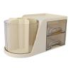 Acouto Rotatable Multifunctional Desktop - 4 Compartment Storage Box with Drawers and Pen Holder (Yellow) view 1