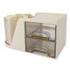 Acouto Rotatable Multifunctional Desktop - 4 Compartment Storage Box with Drawers and Pen Holder (Yellow) view 3