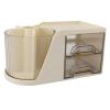 Acouto Rotatable Multifunctional Desktop - 4 Compartment Storage Box with Drawers and Pen Holder (Yellow) view 4