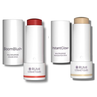 3-in-1 Make Up Stick and Skin Nourishing Highlighter for sensitive skin and older women (BloomBlush+ Dusty Rose, InstantGlow+ Vanilla)