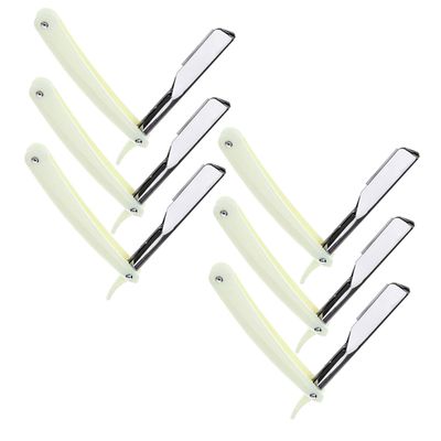 FRCOLOR 6pc Manual Barber Razor Holder White Handle Beard Shaver for Men Barber Blade Vintage Razor