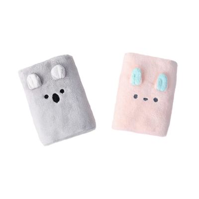 CORHAD 2pcs Cute Cartoon 3D Bear Rabbit Hair Drying Towels Soft Coral Fleece Absorbent Quick Dry Towel for Boys and Girls Bath and Shower