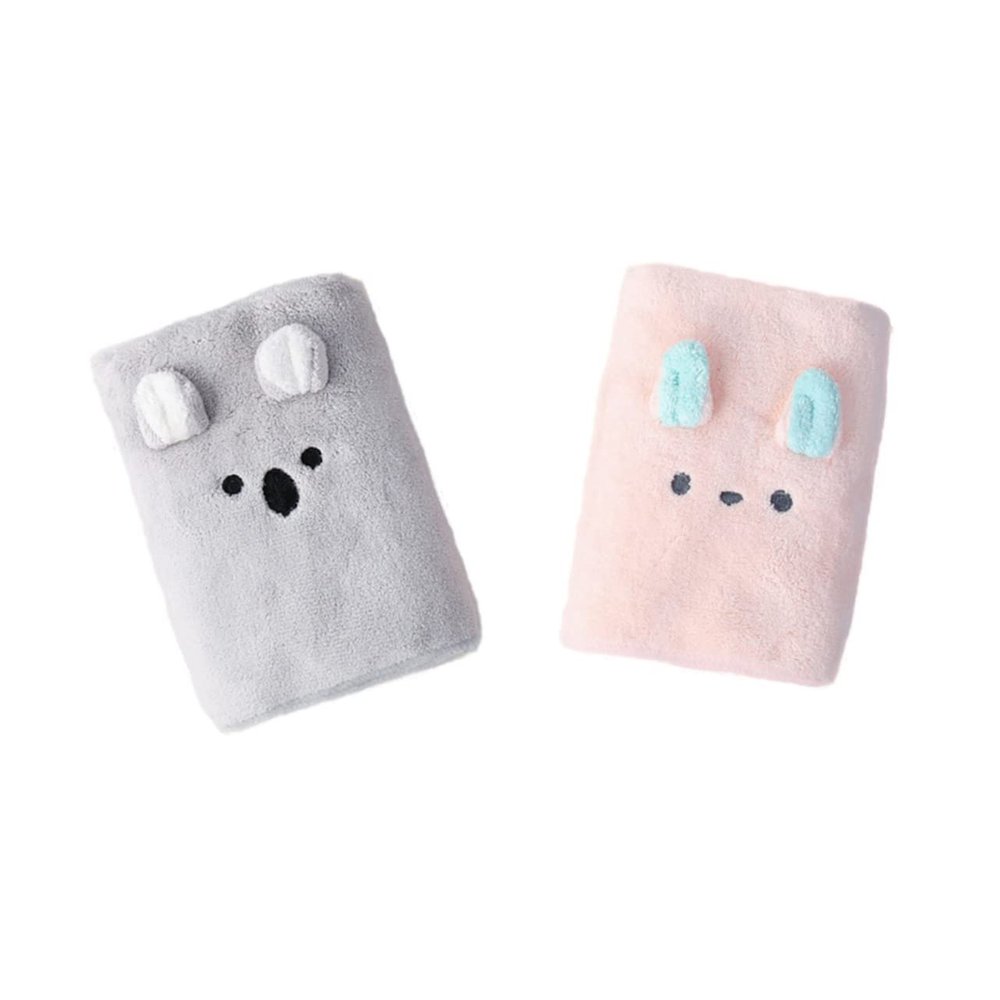 CORHAD 2pcs Cute Cartoon 3D Bear Rabbit Hair Drying Towels Soft Coral Fleece Absorbent Quick Dry Towel for Boys and Girls Bath and Shower