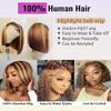 12Inch Highlight Brown Bob Wig Human Hair 13x4 HD Lace Front Wigs Human Hair Pre Plucked Hairline Frontal Glueless Short Straight Bob Wigs for Black Women Ombre Ash Brown Lace Wig Free Part P4/27 view 3