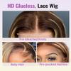 12Inch Highlight Brown Bob Wig Human Hair 13x4 HD Lace Front Wigs Human Hair Pre Plucked Hairline Frontal Glueless Short Straight Bob Wigs for Black Women Ombre Ash Brown Lace Wig Free Part P4/27 view 4