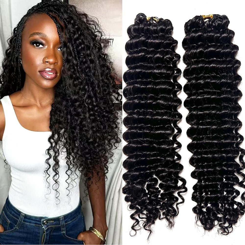 Crochet Human Hair Curly for Black Women Pre Separated Crochet Hair Extensions Human Hair Water Wave Bundles Knotless 18inch 120g (usually 240g full head)